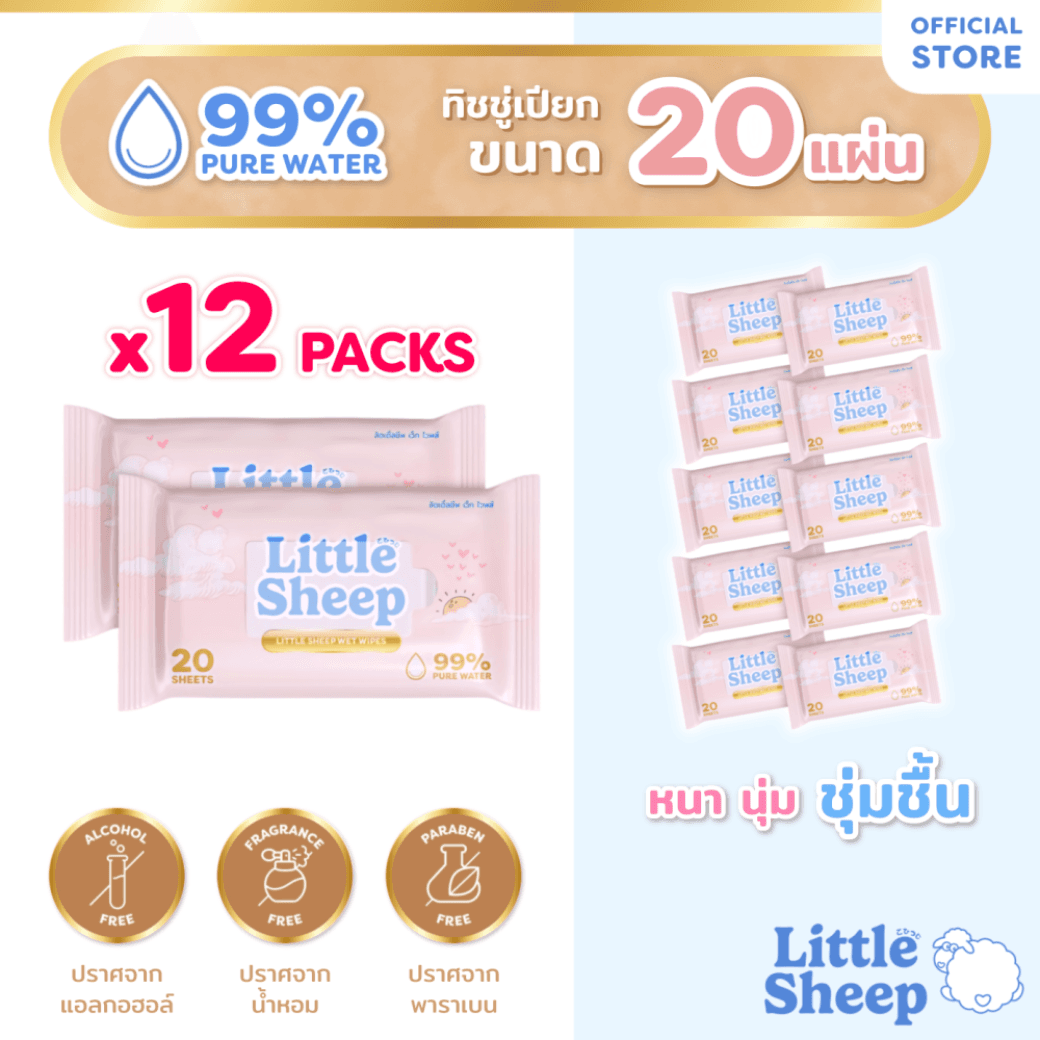 Pure Water Wipes ขนาด 20 แผ่น x12 แพ็ก